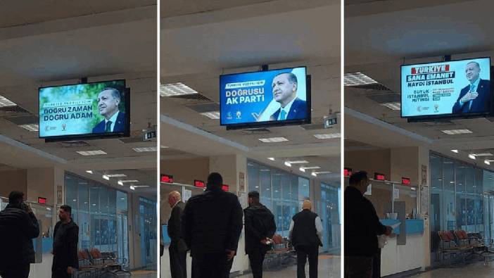 Kamu binası içinde AKP’nin seçim reklamı yayınlandı. Rezalet
