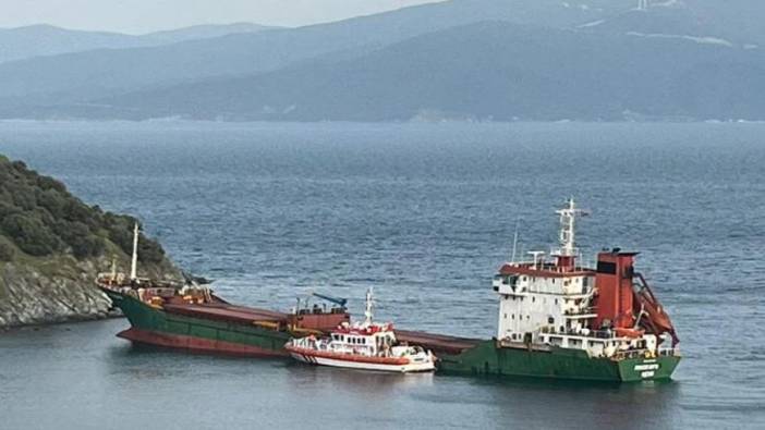 Marmara Adası'nda karaya oturan gemi kurtarıldı