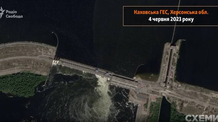 Rusların havaya uçurduğu barajın uydu görüntüleri