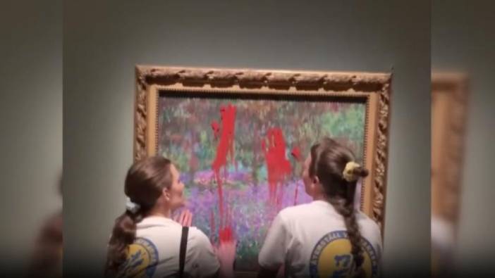 Monet tablosuna boyalı saldırı