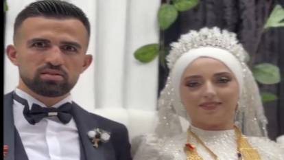 Gaziantep'te düğün çekiminde damadın bakışları olay oldu