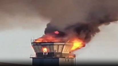 Havalimanı kulesi böyle yandı