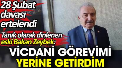 28 Şubat davasında Tanık olarak dinlenen eski Bakan Zeybek 'Vicdani görevimi yerine getirdim' dedi. Dava ertelendi
