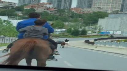İstanbul'da trafiğe atlarla çıktılar