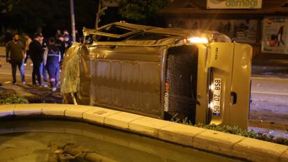 Nevşehir’de kontrolden çıkan minibüs takla attı. 1 yaralı