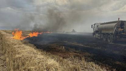 Tarlalara düşen yıldırımlar yangın çıkardı. 360 dönüm buğday kül oldu