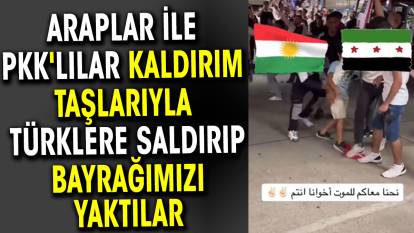 Araplar ile PKK'lılar kaldırım taşlarıyla Türklere saldırıp bayrağımızı yaktılar