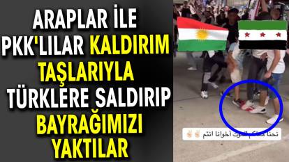 Araplar ile PKK'lılar kaldırım taşlarıyla Türklere saldırıp bayrağımızı yaktılar