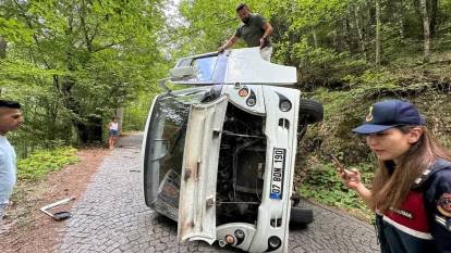 Kampa geldikleri karavan devrildi: Çift yaralandı