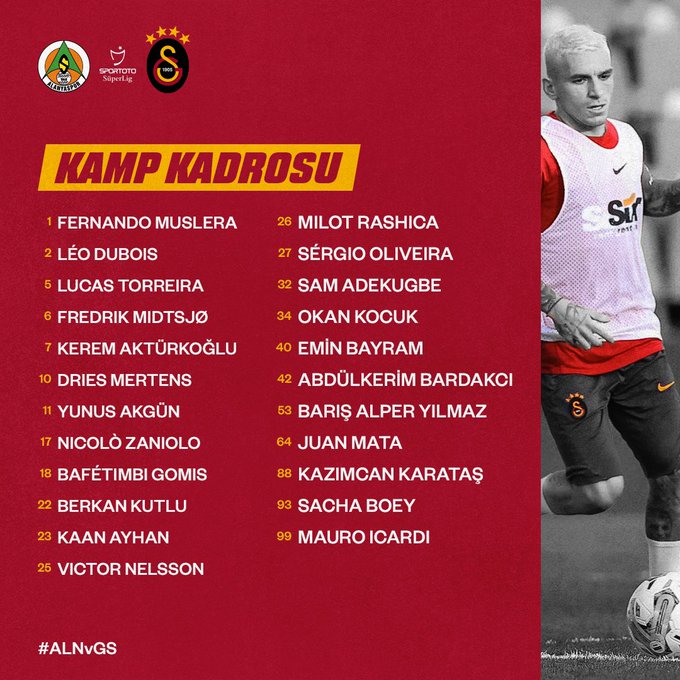 Galatasaray N Alanyaspor Ma Kadrosu A Kland Eksik