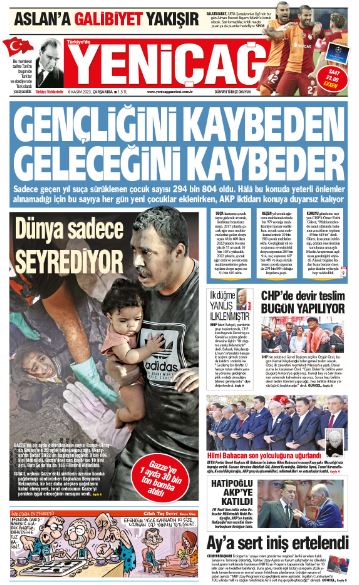 Yeniçağ Gazetesinin 1 Sayfası