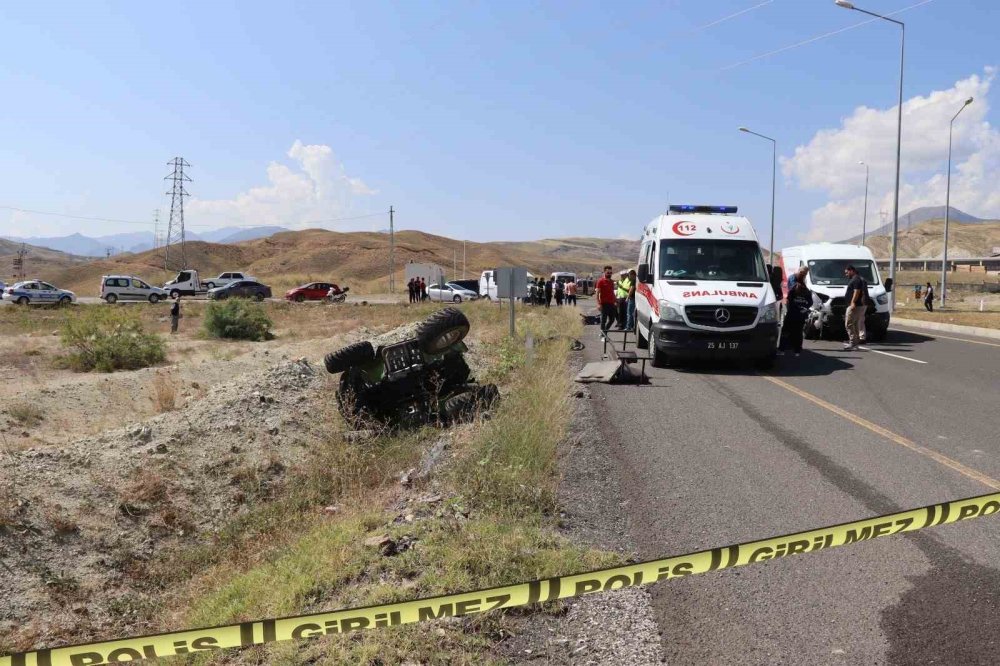 Erzurum'da feci kaza: ATV aracını 30 metre sürükledi