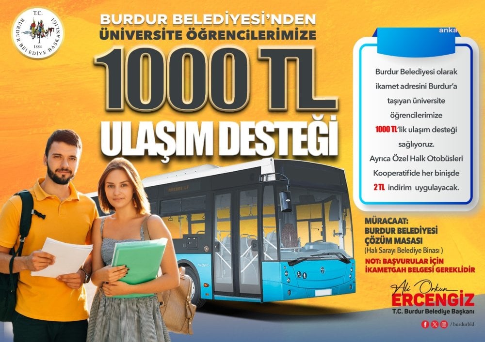 Üniversite öğrencilerine 1000 TL ulaşım desteği