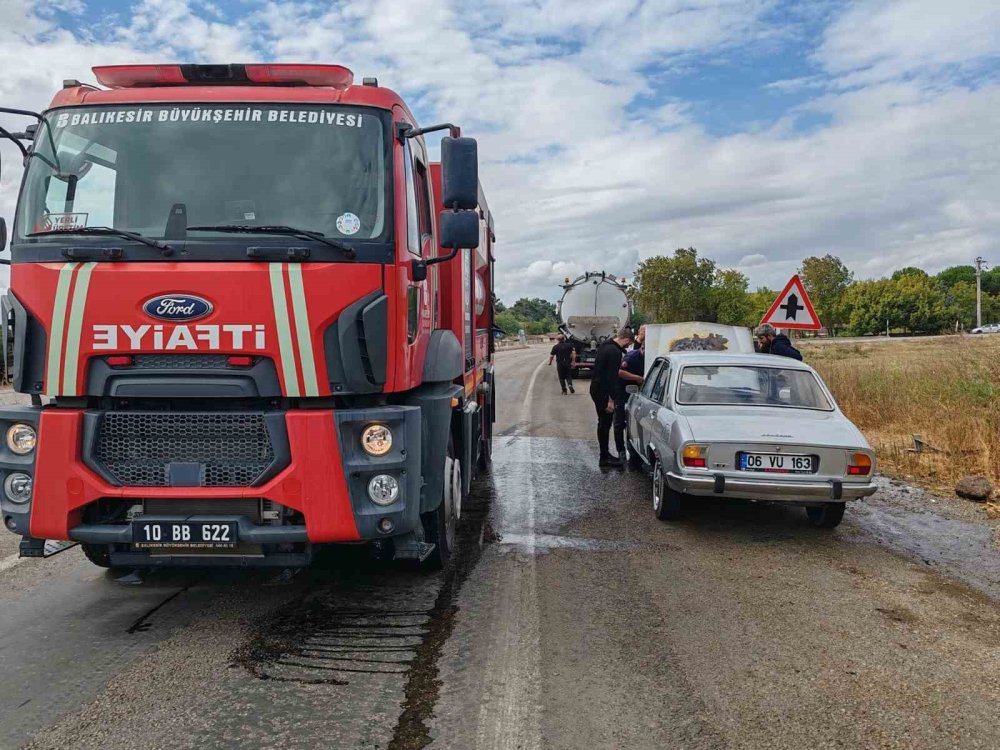 Aracın motoru aniden alevlere teslim oldu