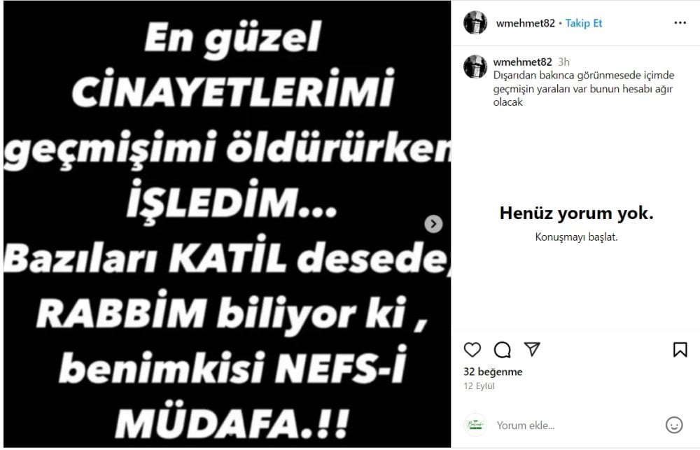 Cinayet sonrası bu paylaşımı yapmış! Bazıları katil dese de, benimkisi nefsi müdafaa