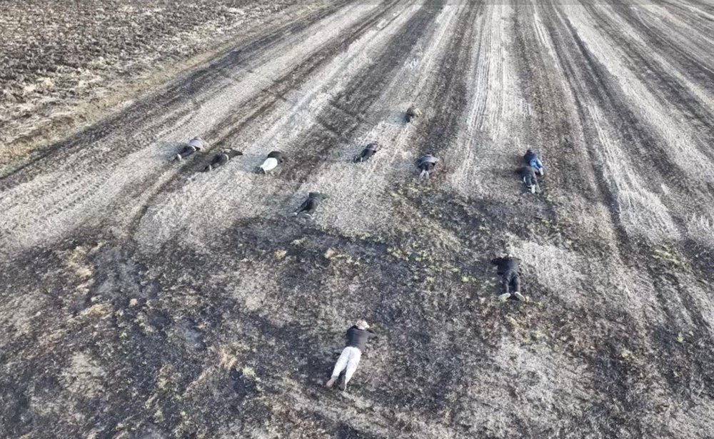 Jandarmanın "Dur" ihtarına uymayan göçmenler tarlada böyle yakalandı