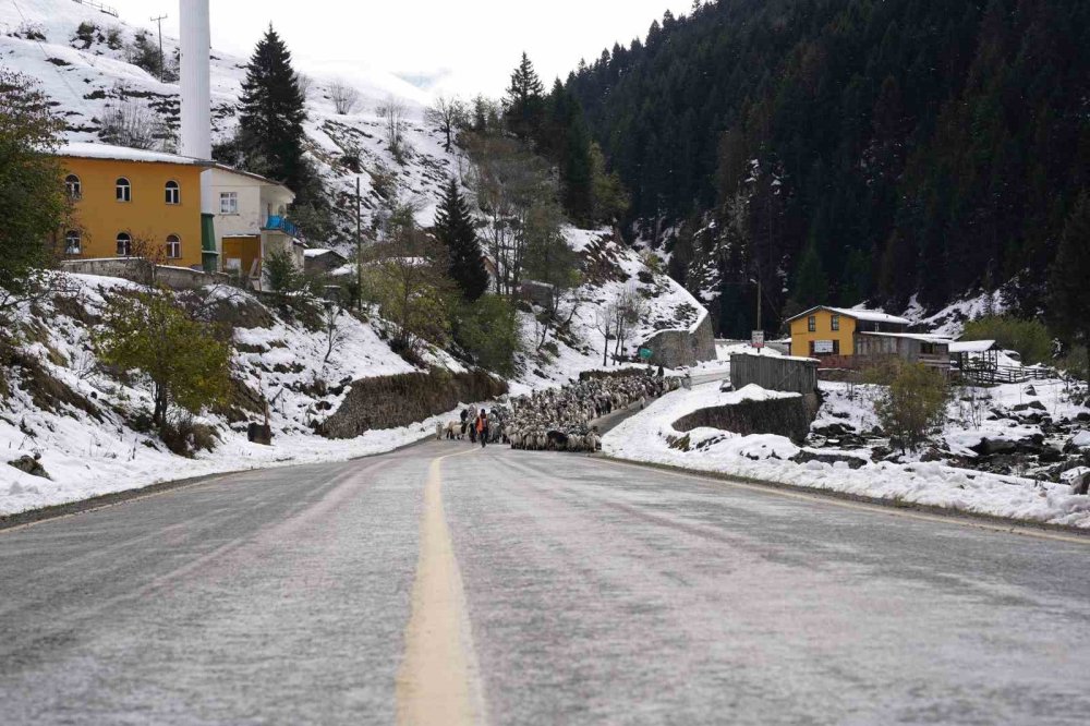 Rize’nin karlı yaylalarından kartpostallık görüntüler