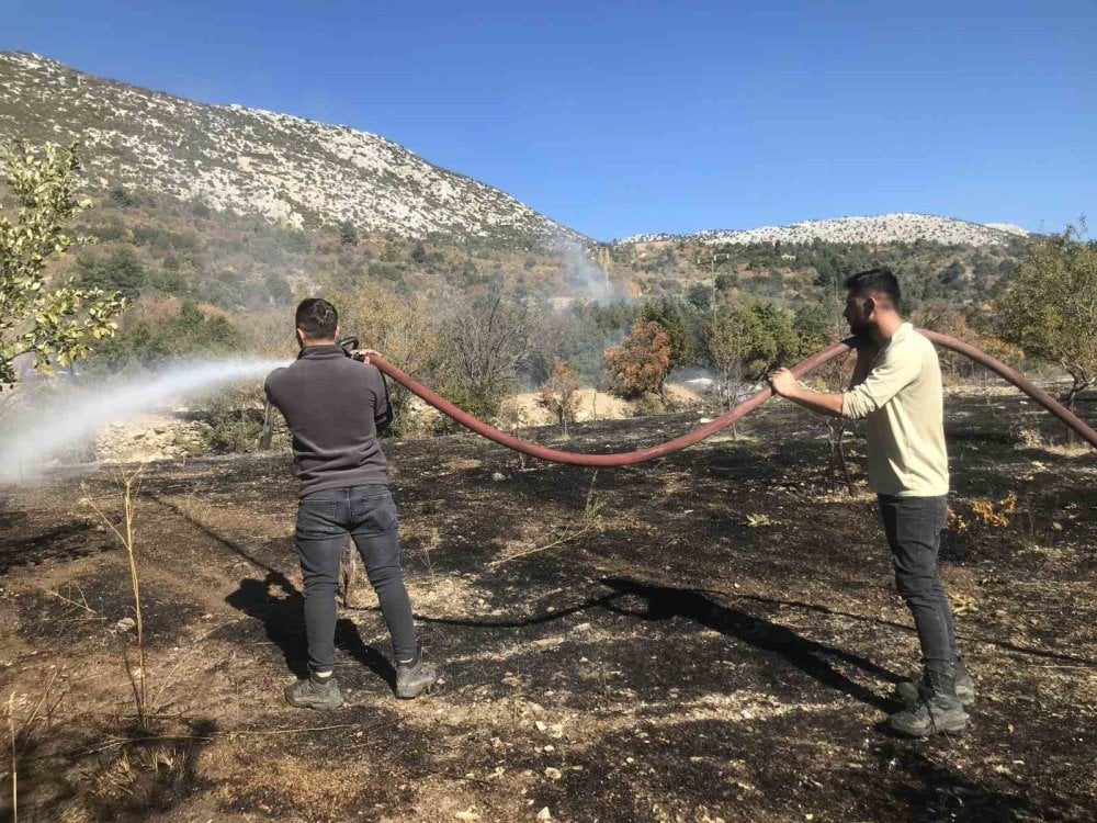 Akseki’de tarım arazisinde yangın