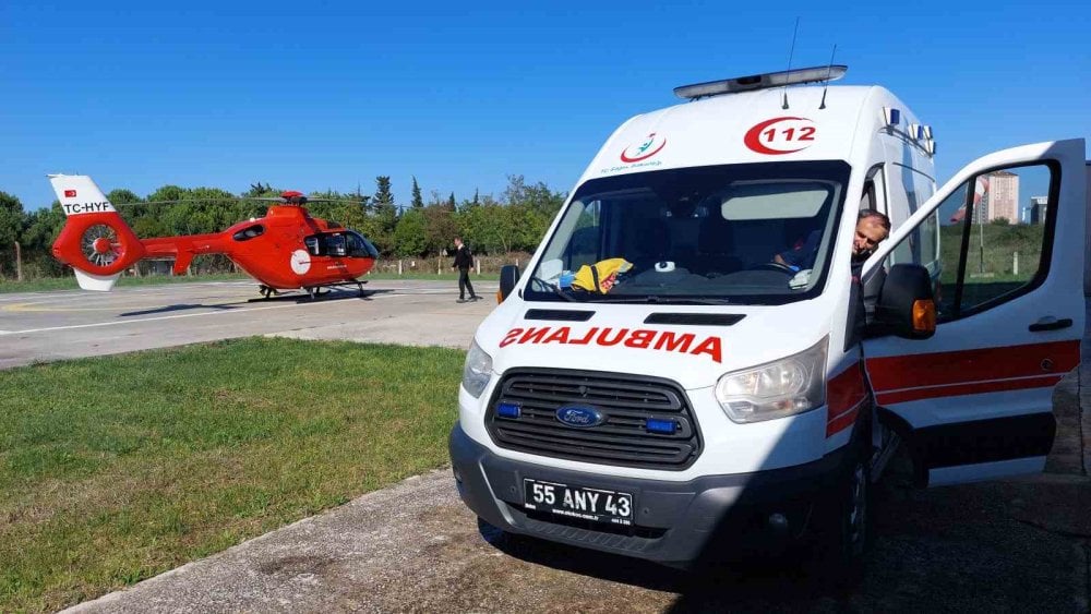 Kalp krizi geçirdi, ambulans helikopter imdadına yetişti