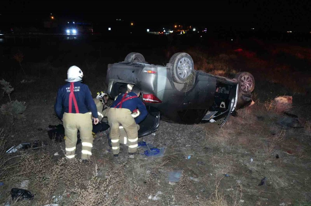 Takla atan aracın sürücü kayboldu