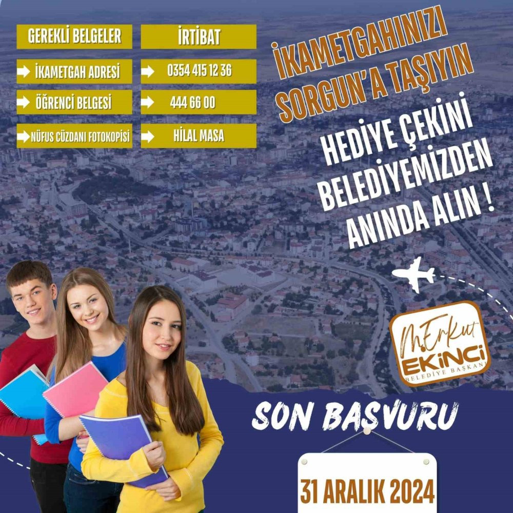 İkametgâhını Sorgun’a taşı hediye çekini al