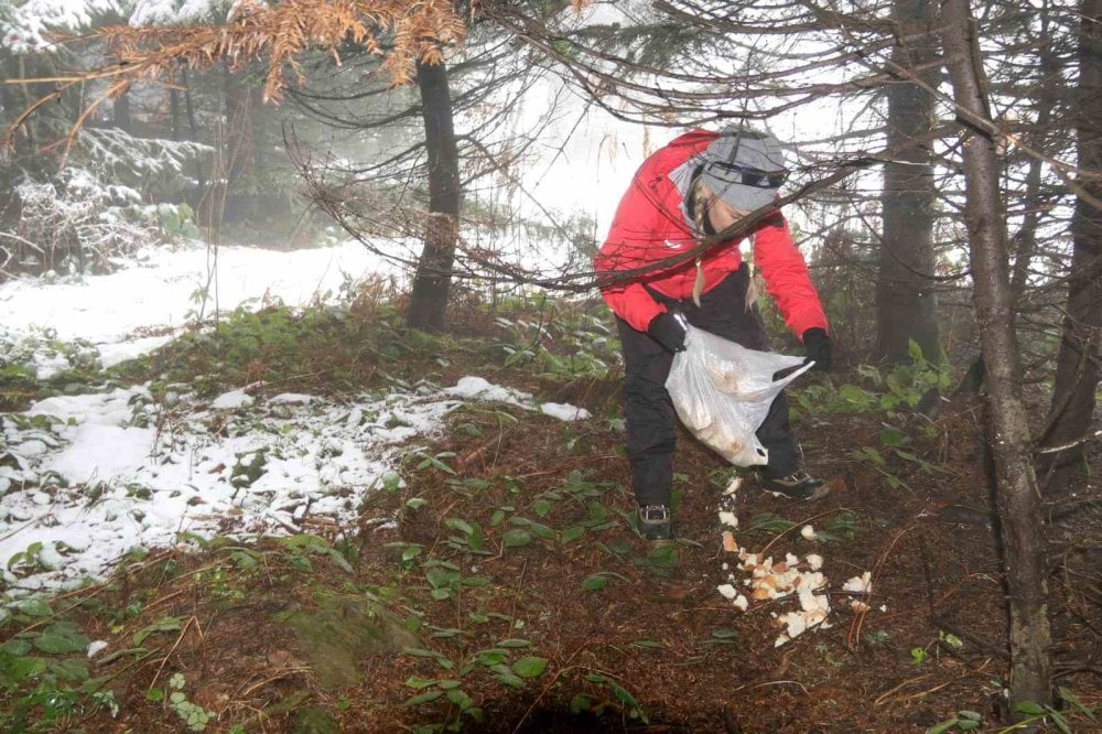 Bolu'da karlı havaya rağmen 15 kilometre yürüdüler