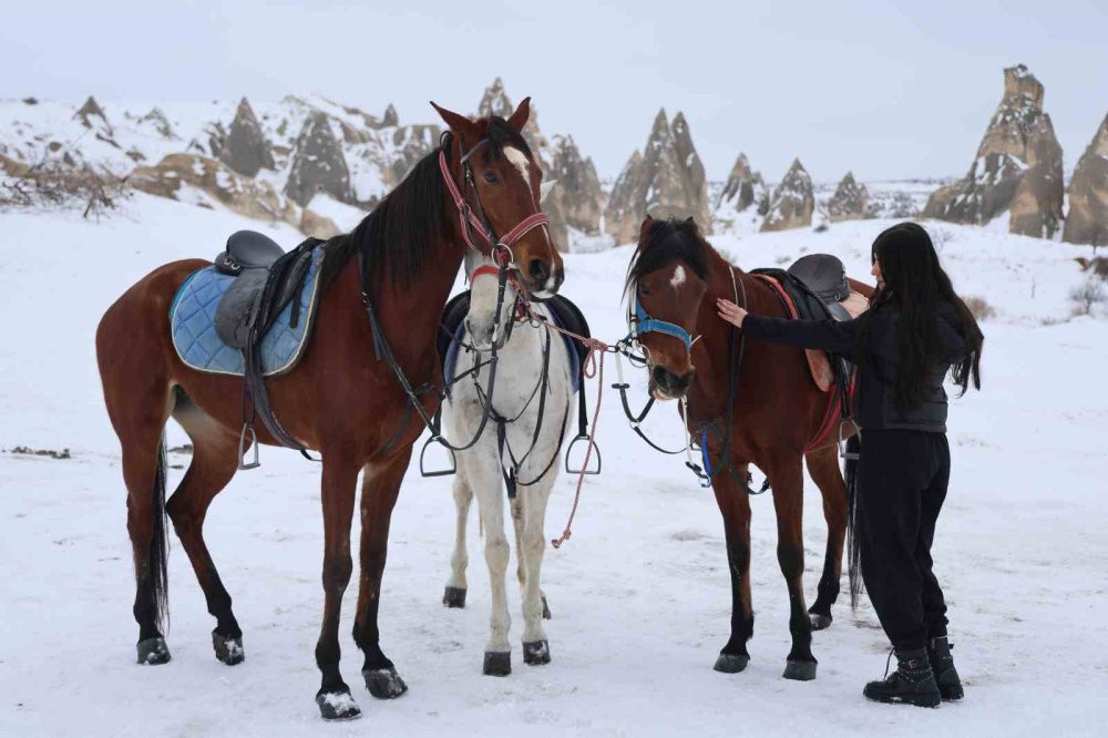 Kapadokya'da deve ve at safarisi