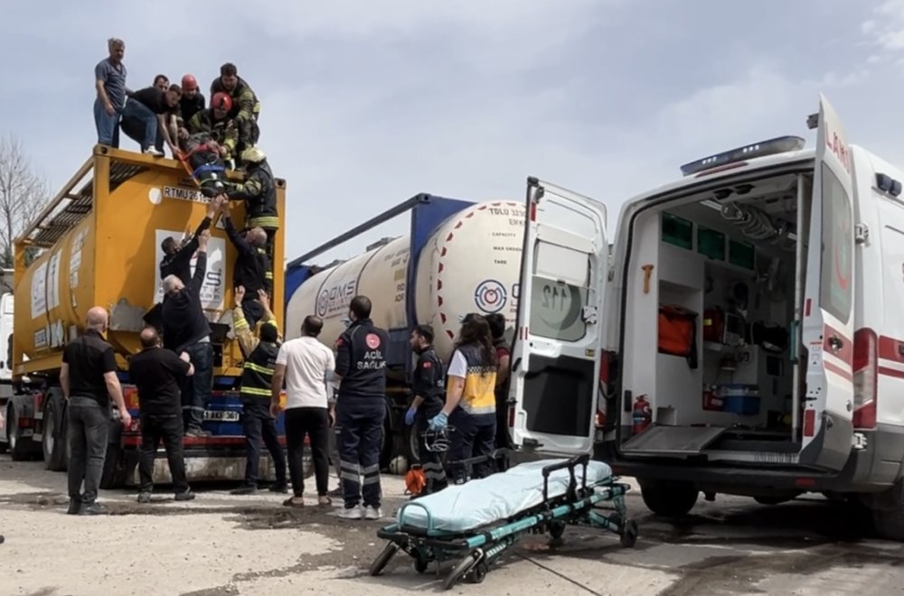 Temizlik yaparken tankın içine düştü! Ekipler kurtarmak için seferber oldu