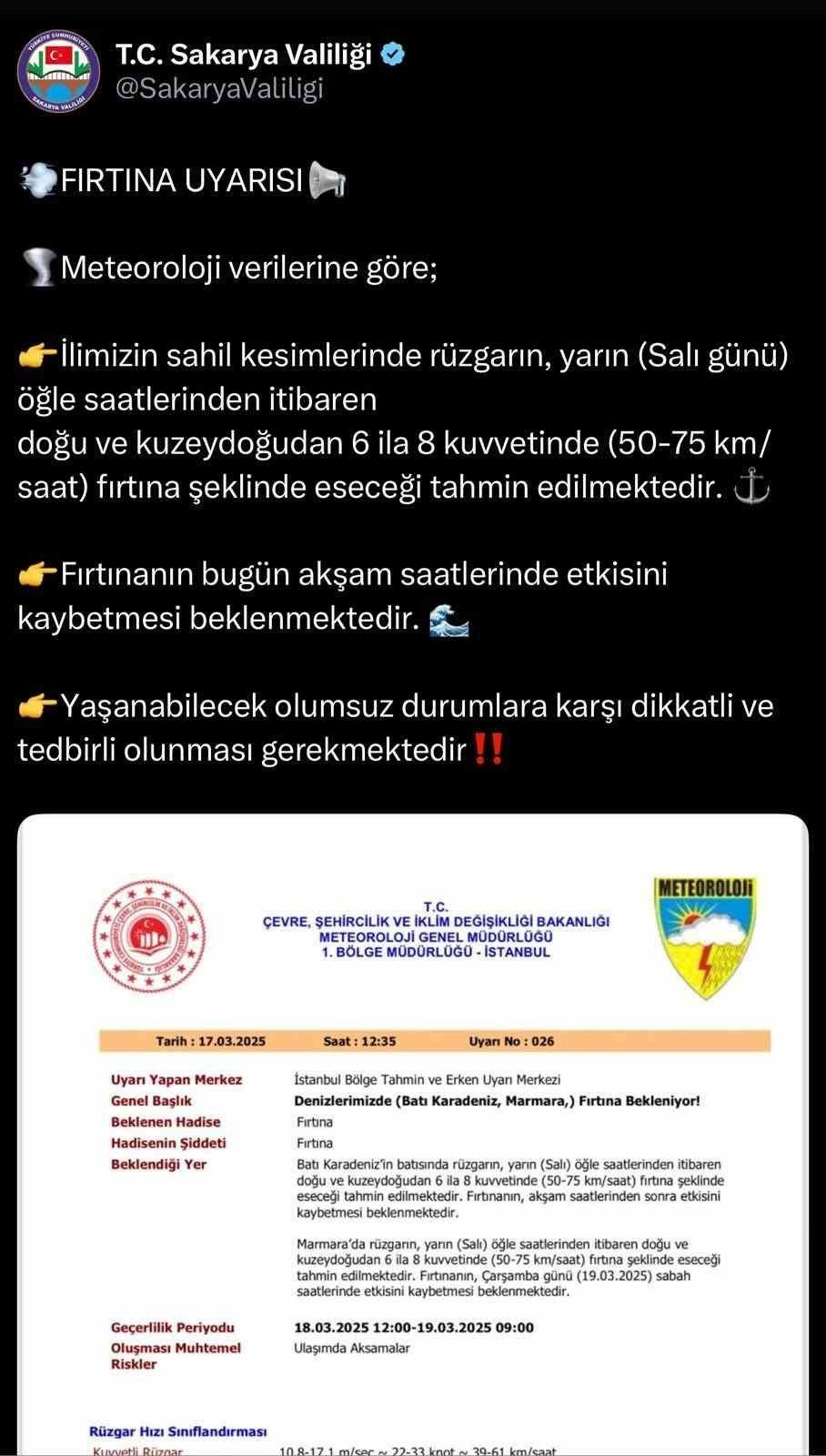 Valilik Sakarya’yı uyardı!