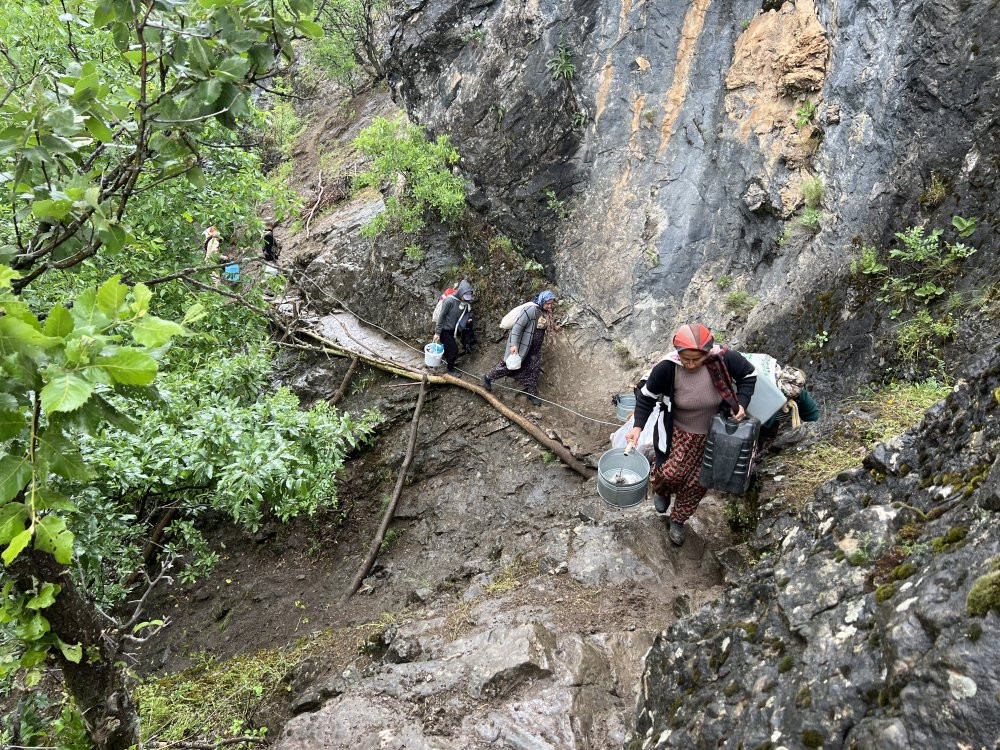 Kadınların tehlikeli yol çilesi! Süt için sarp yolları aşıyorlar