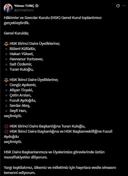 Erdoğan’ın atadığı HSK üyesi daire başkanı oldu!