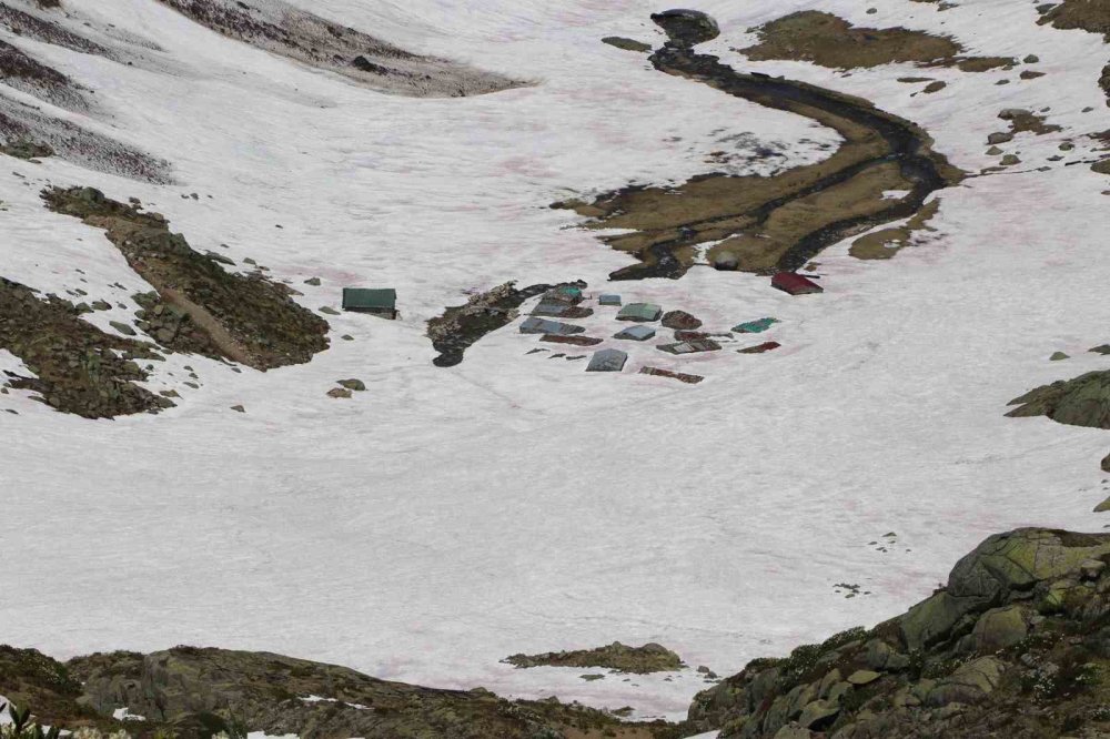 Rize yaylalarında kar temizliği