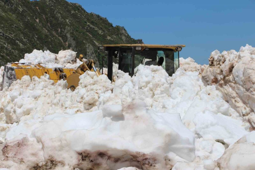 Rize yaylalarında kar temizliği