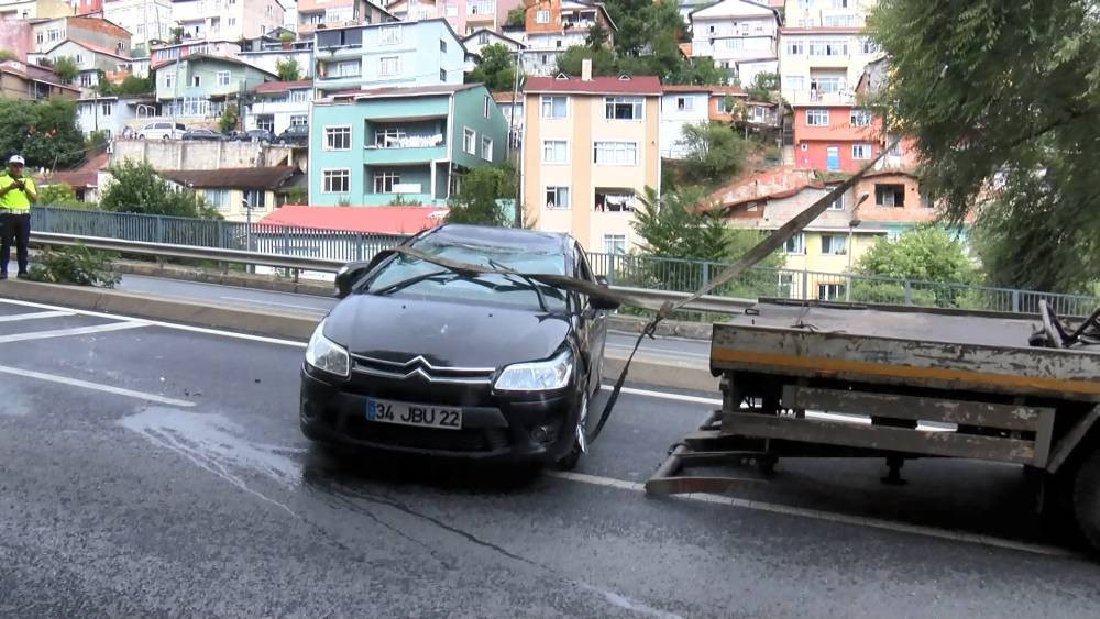 Refüje çarptı takla attı! Ters dönen araçtan mucize kurtuluş: Sarıyer’de feci kaza