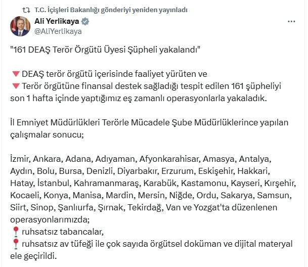 38 ilde 161 DEAŞ üyesi yakalandı