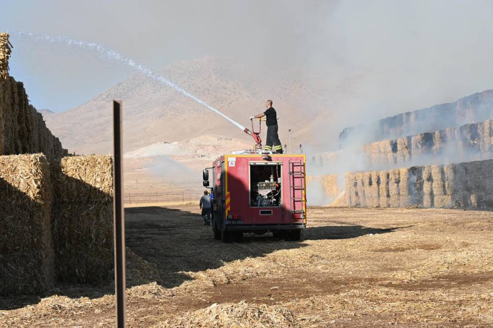 Mısır balyası alev aldı! Kaymakamla birlikte ekipler bölgeye hareket etti